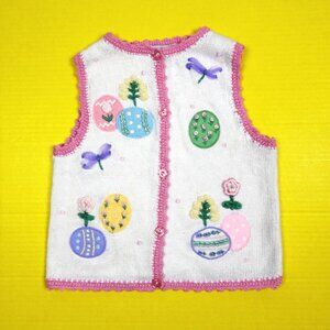 Hartstrings Vintage 90’s Y2K Easter Spring Sweater Vest Girls 5 6 Embroidered